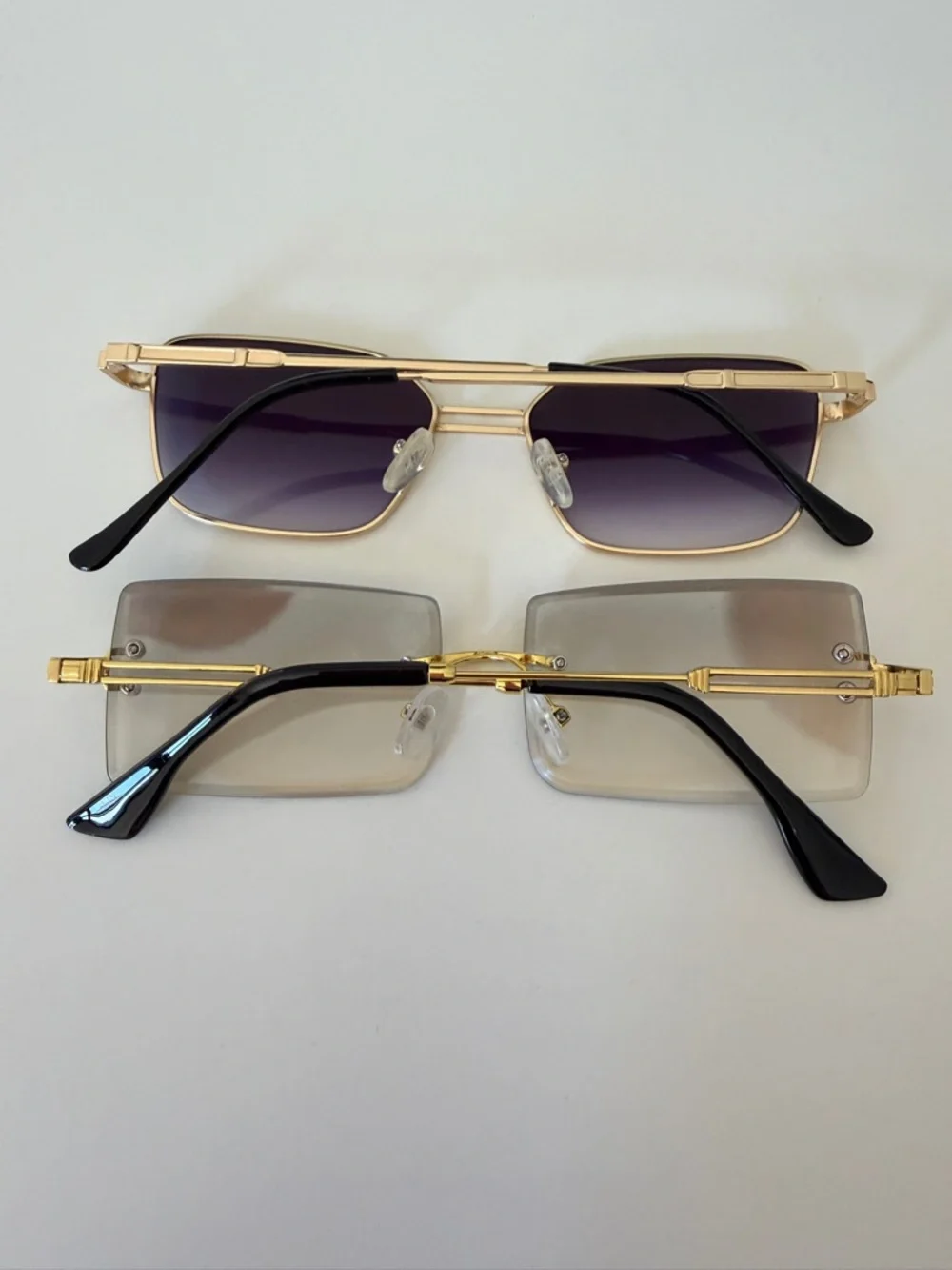 Gold Rim Rectangle Rimless Sunglasses - Women's Accessories - Picture 3 of 4